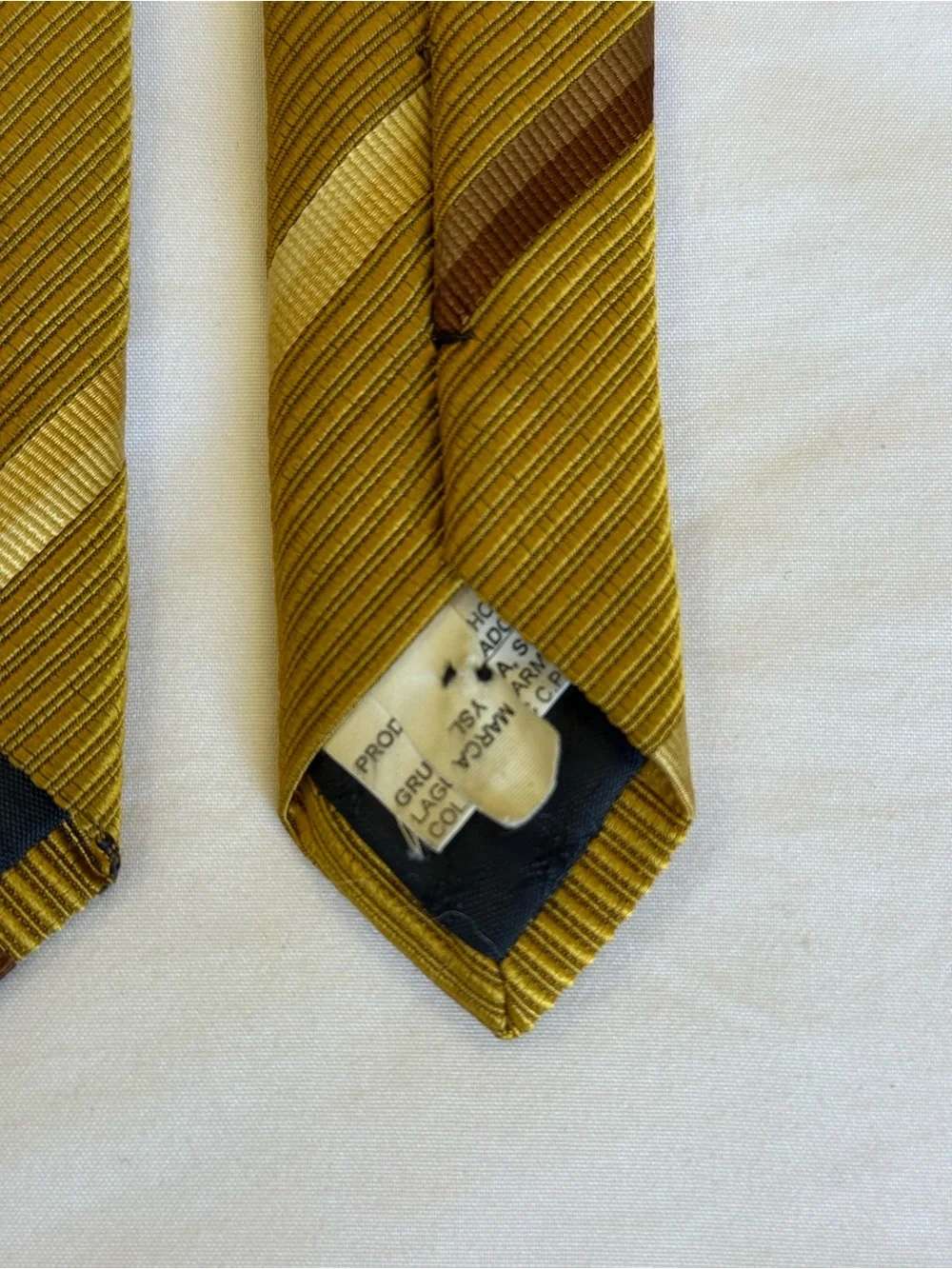 Yves Saint Laurent Pair of Striped Silk Ties in Yellow and Navy